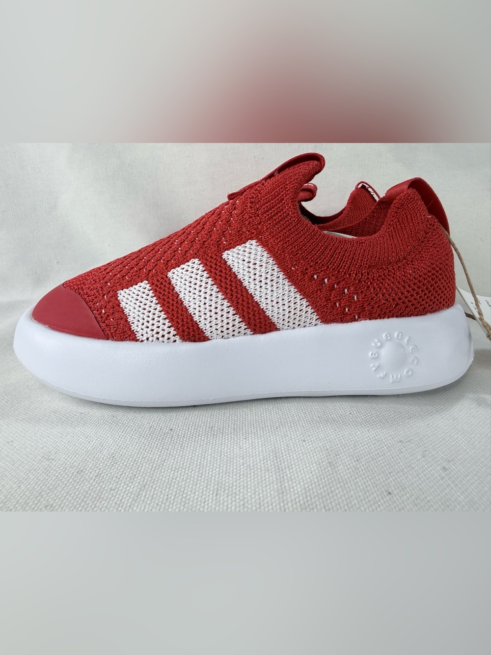 Adidas Bubblecomfy 1 Red Knit Slip-On Kids Sneakers with White Accents Size 10c